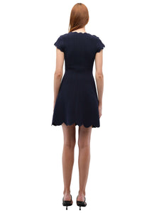 Evalynn Wavy Knit Mini Dress in Midnight Black