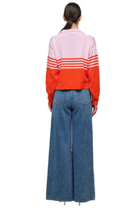 Jules Knit Polo in Lobster Stripe