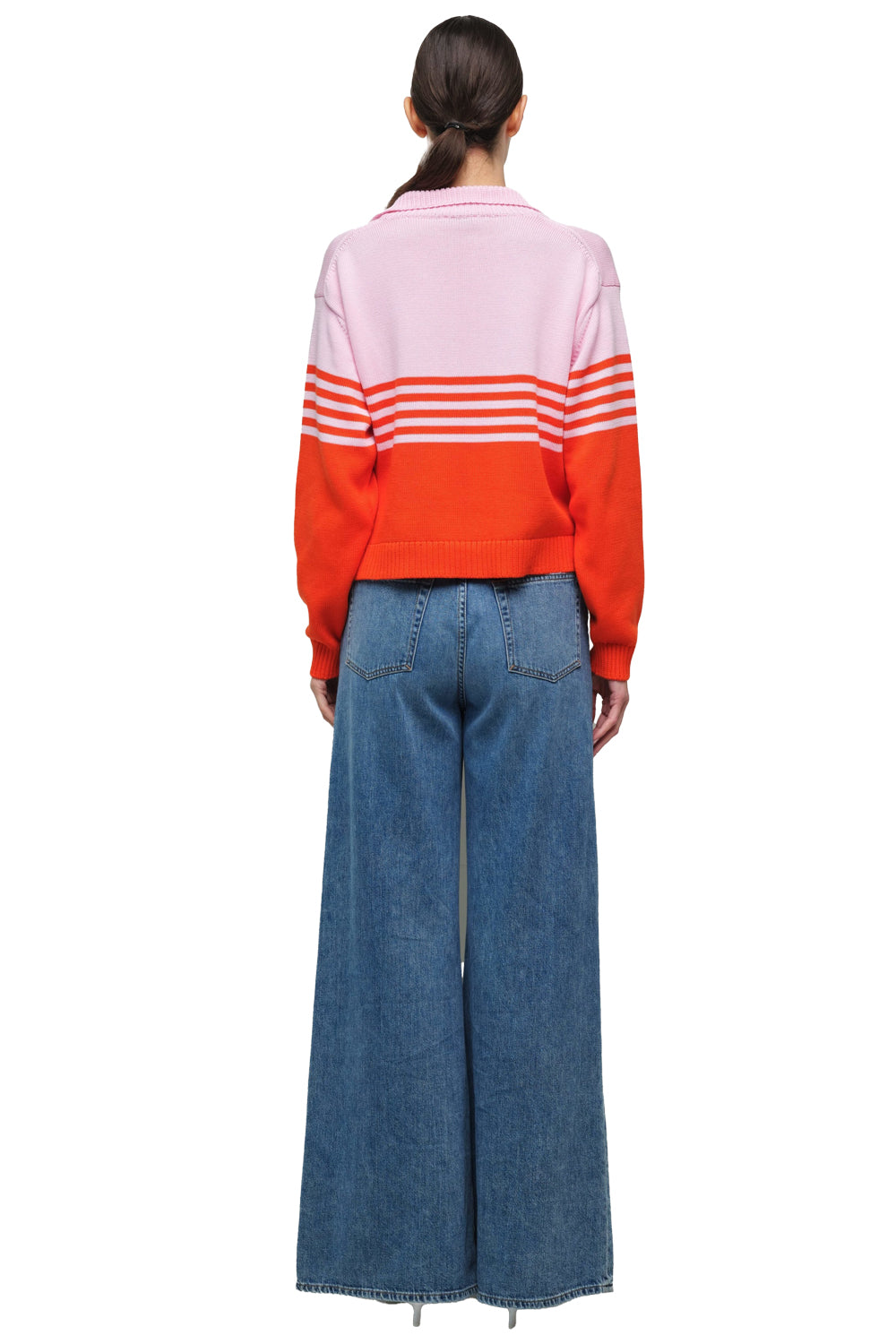 Jules Knit Polo in Lobster Stripe