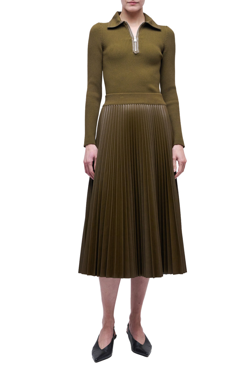 Kezia Vegan Leather Midi Skirt in Alligator