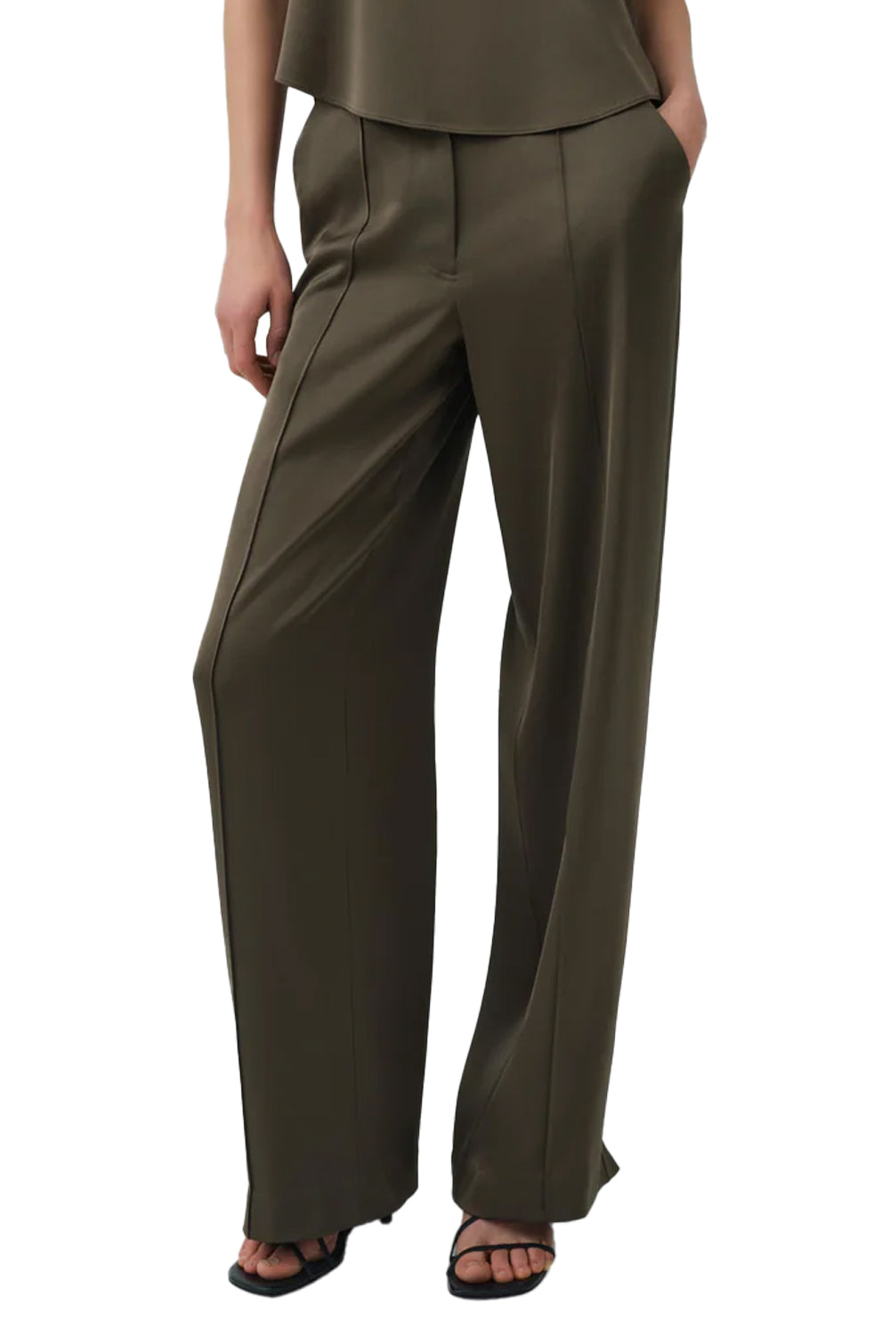 Kyra Wide Leg Satin Pant in Sea Turtle