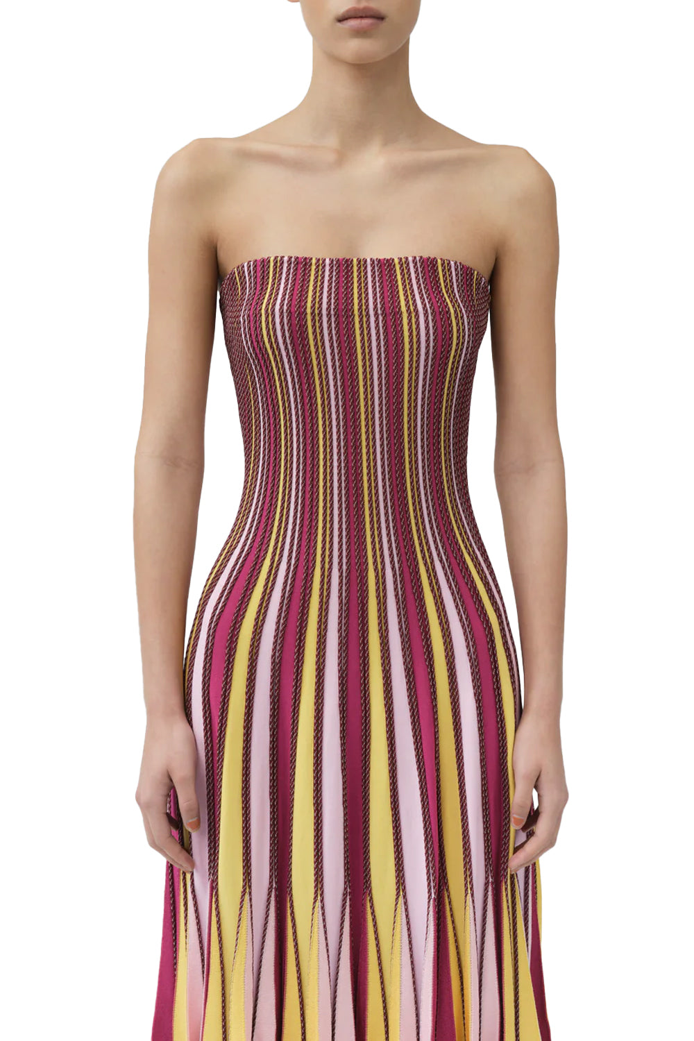 Soleil Strapless Knit Midi Dress in Daisy Multi