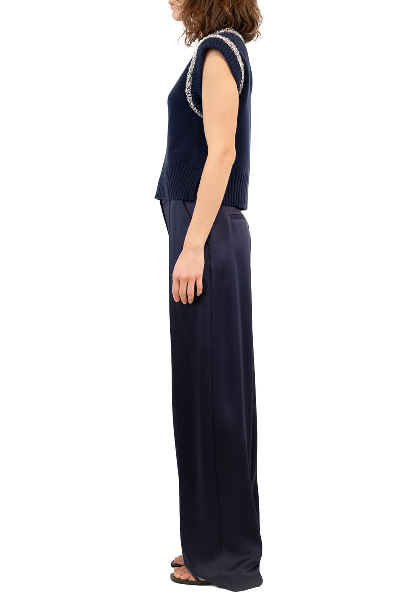 Jonae Sleeveless Pullover with Embellishment in Midnight