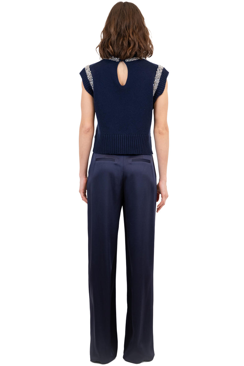 Jonae Sleeveless Pullover with Embellishment in Midnight