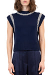 Jonae Sleeveless Pullover with Embellishment in Midnight