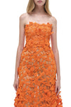 Fleurella Applique Midi Dress in Orange