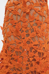 Fleurella Applique Midi Dress in Orange