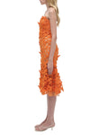 Fleurella Applique Midi Dress in Orange