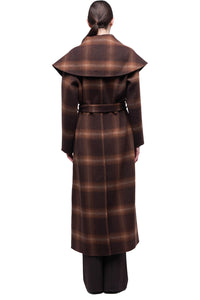 Mulholland Plaid Robe Coat in Chocolate Plaid