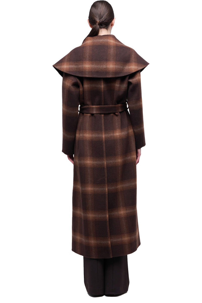 Mulholland Plaid Robe Coat in Chocolate Plaid