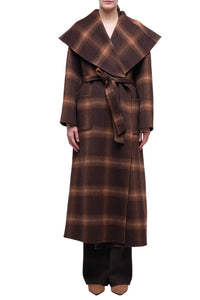 Mulholland Plaid Robe Coat in Chocolate Plaid