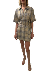 Jensen Wrap Dress in Rattan Plaid