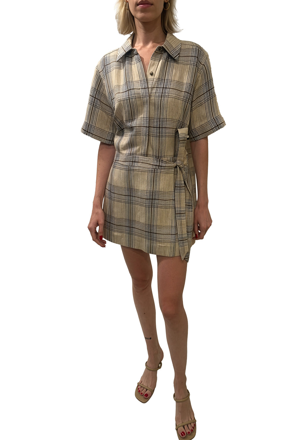 Jensen Wrap Dress in Rattan Plaid