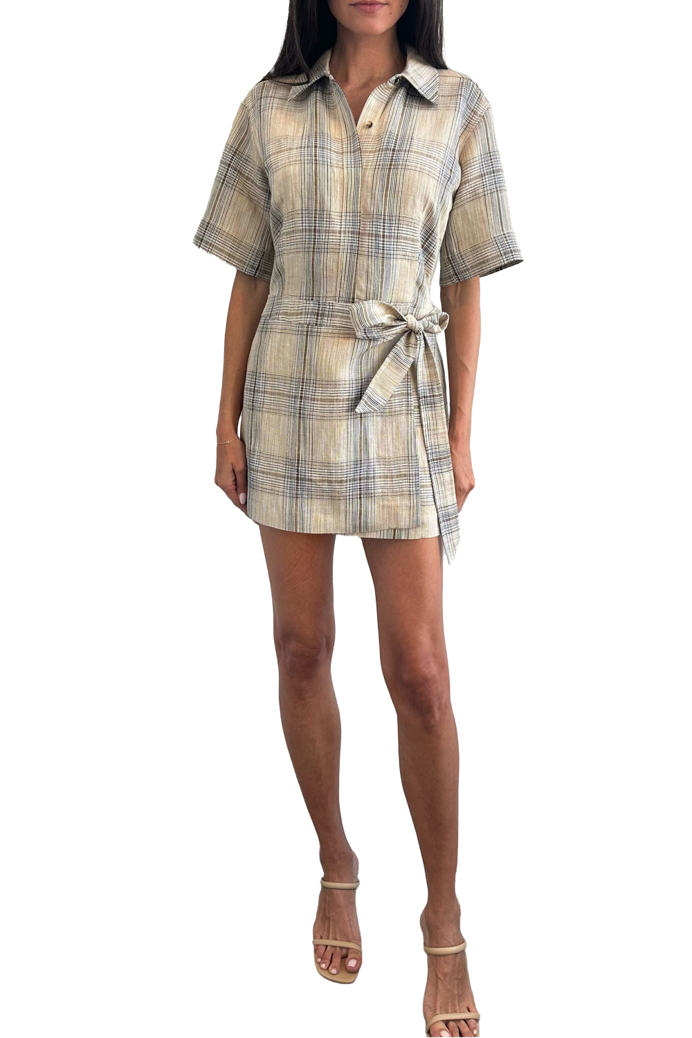 Jensen Wrap Dress in Rattan Plaid
