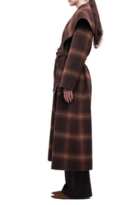 Mulholland Plaid Robe Coat in Chocolate Plaid