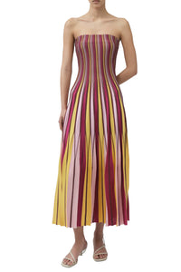 Soleil Strapless Knit Midi Dress in Daisy Multi