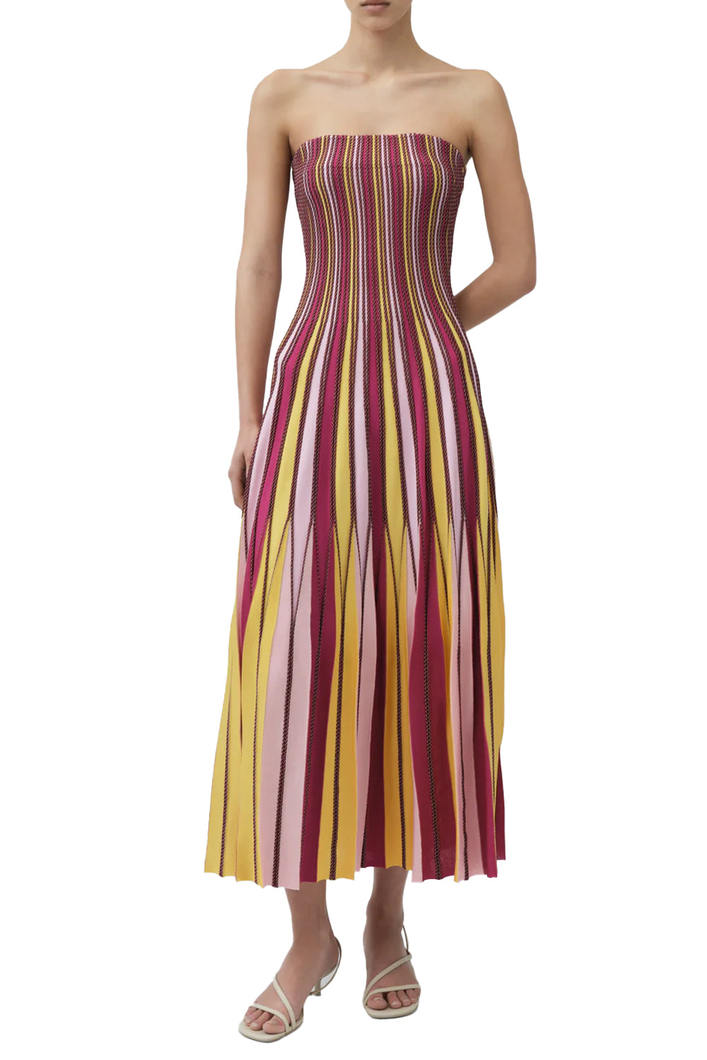 Soleil Strapless Knit Midi Dress in Daisy Multi