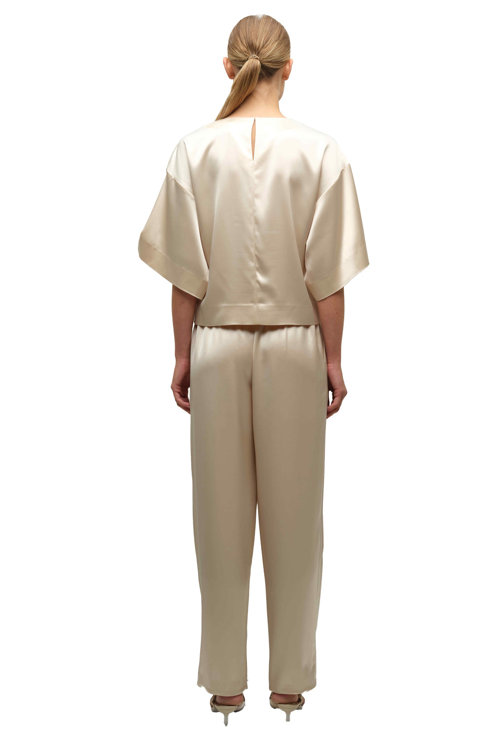 Alina Satin Top in Stone