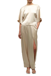 Alina Satin Top in Stone