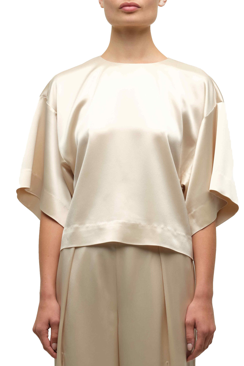 Alina Satin Top in Stone