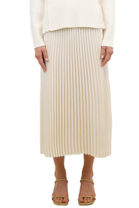 Valor Midi Skirt with Chevron Pleating in Ivory