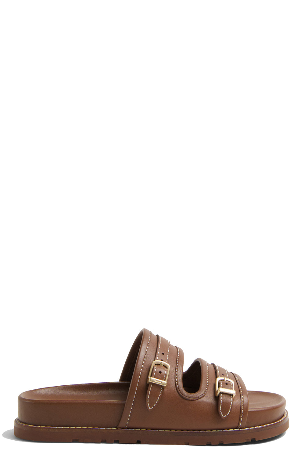 Aura Leather Pool Slide in Sequoia