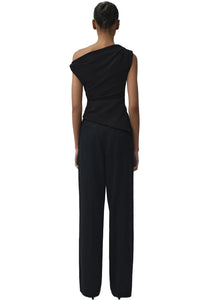 Zerra Draped Sleeveless Top in Black
