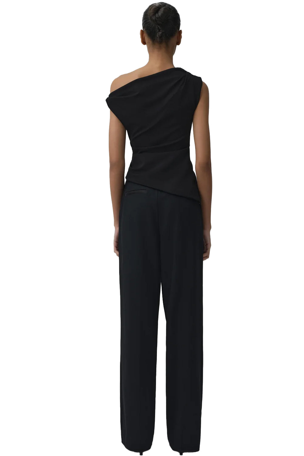 Zerra Draped Sleeveless Top in Black