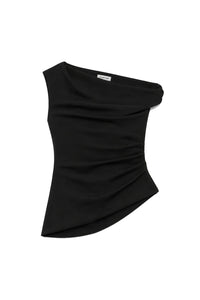 Zerra Draped Sleeveless Top in Black