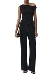 Zerra Draped Sleeveless Top in Black