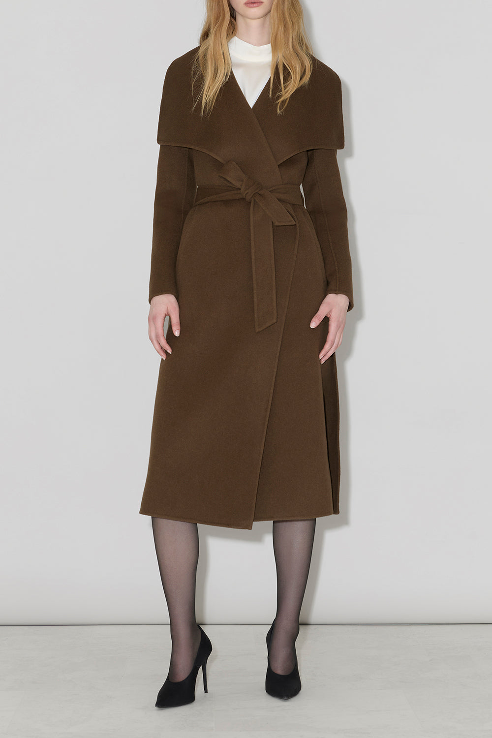 Britta Z Wrap Coat in Double Face Wool Espresso