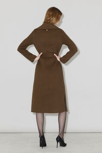 Britta Z Wrap Coat in Double Face Wool Espresso