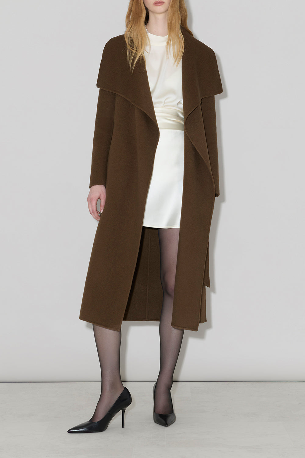 Britta Z Wrap Coat in Double Face Wool Espresso
