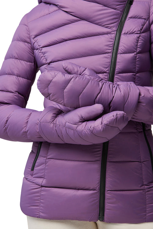 Julia Sustainable Quilted Puffer Mittens in Fig