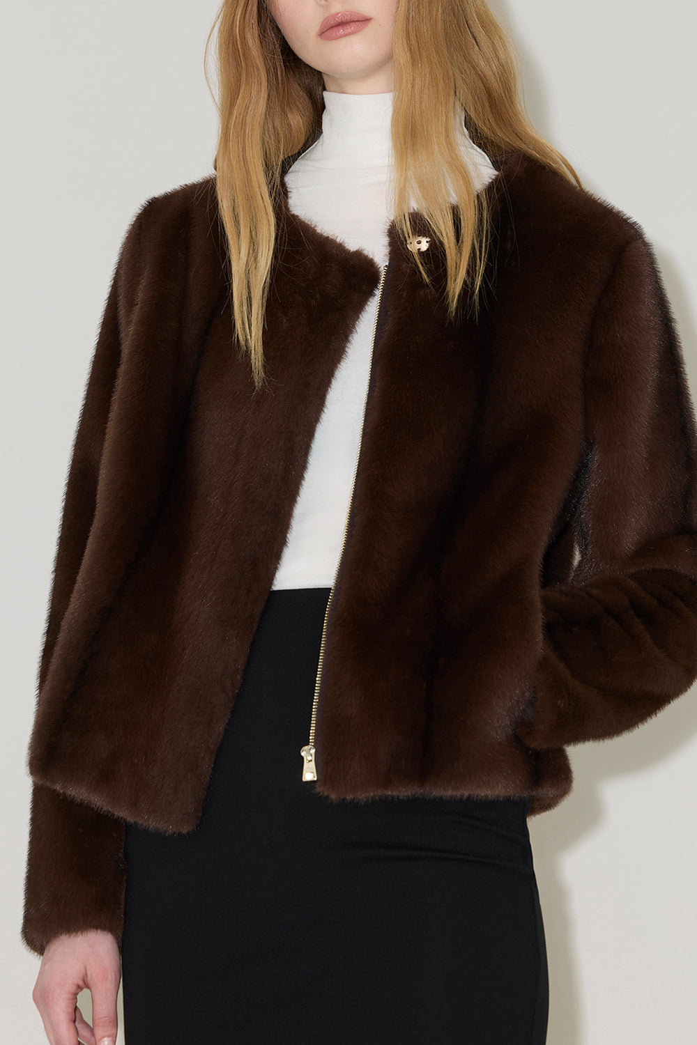 Kendell Faux Fur Jacket in Espresso
