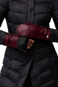 Betrice Faux Fur Lined Leather Mittens in Merlot