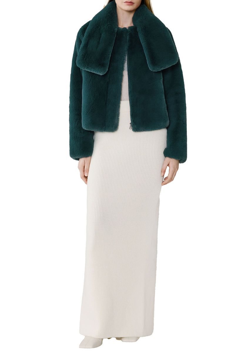 Kendell Faux Fur Jacket in Midnight Forest