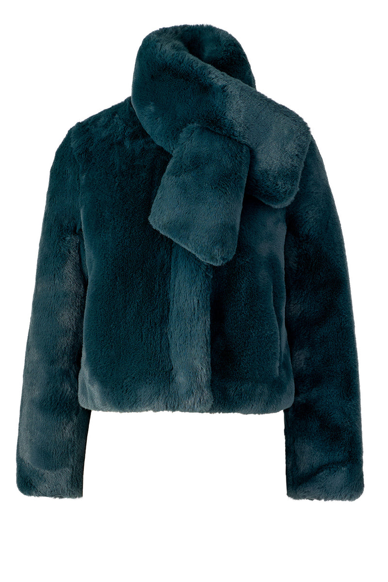 Kendell Faux Fur Jacket in Midnight Forest