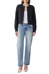 Reita Boxy Jacket in Insulated Soft Nylon Black