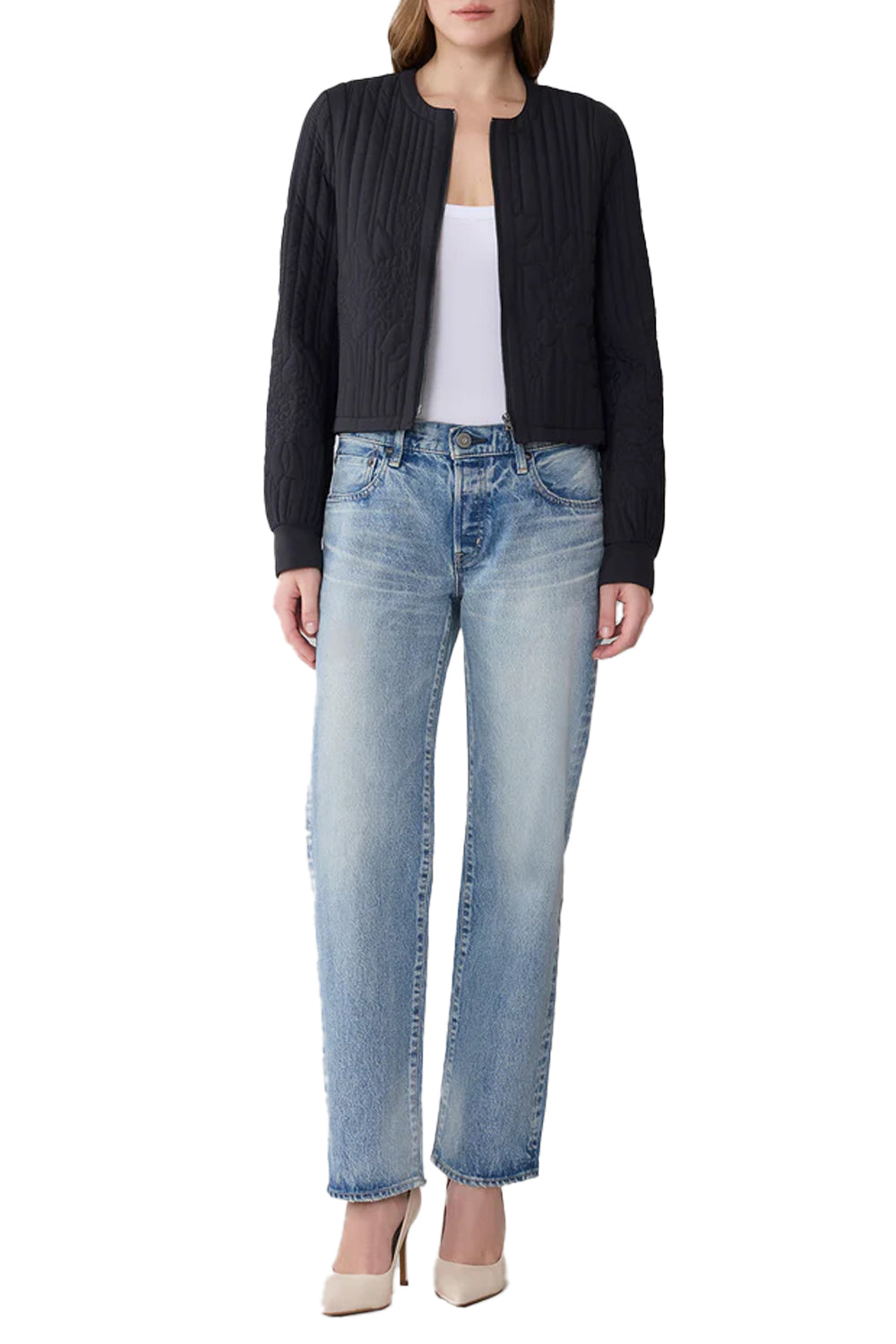 Reita Boxy Jacket in Insulated Soft Nylon Black