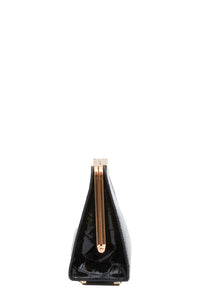 Solange Croc-Embossed Leather Clutch in Black