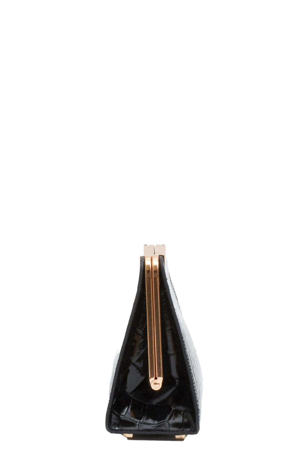 Solange Croc-Embossed Leather Clutch in Black