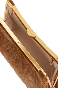 Solange Shearling Clutch in Caramel