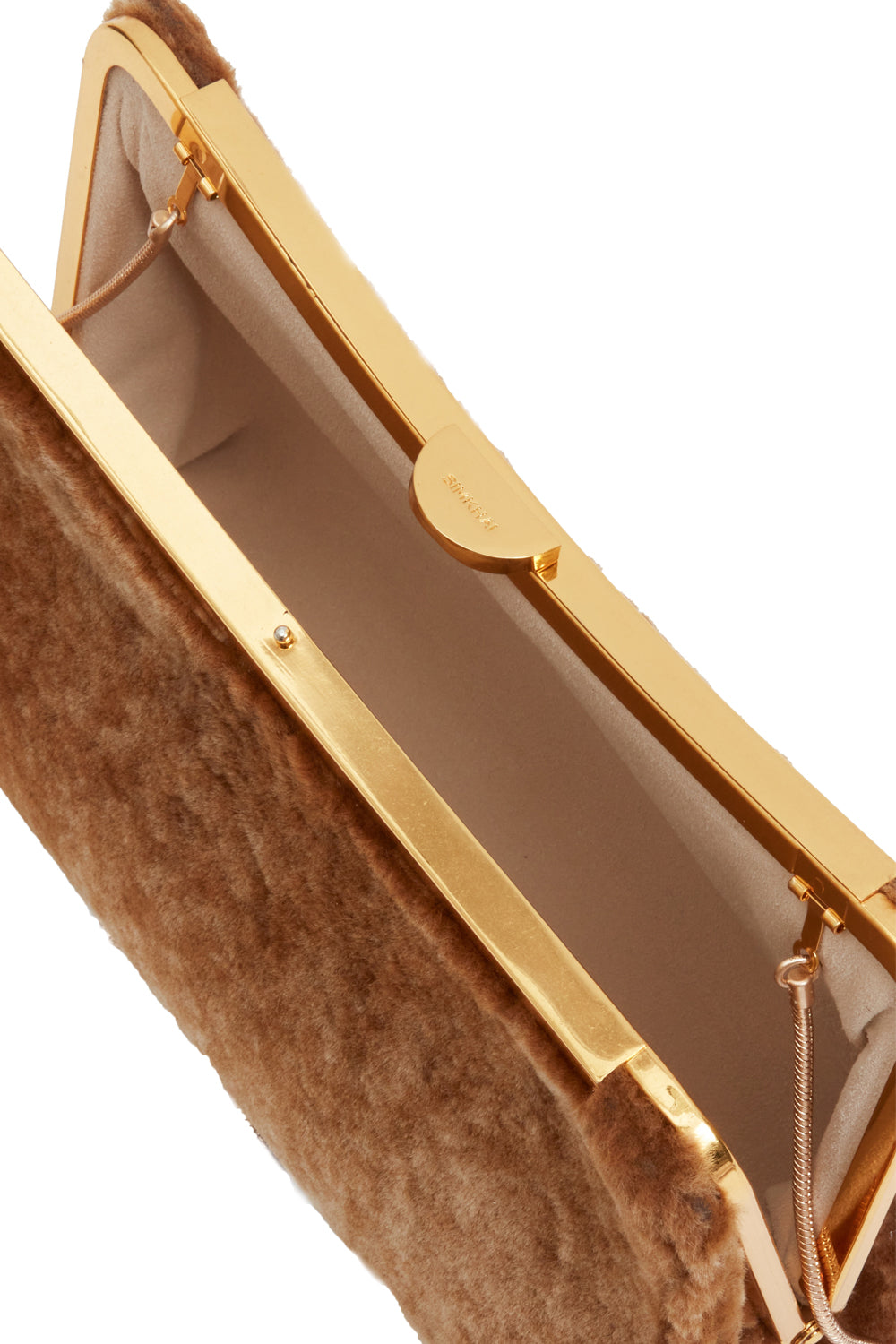 Solange Shearling Clutch in Caramel