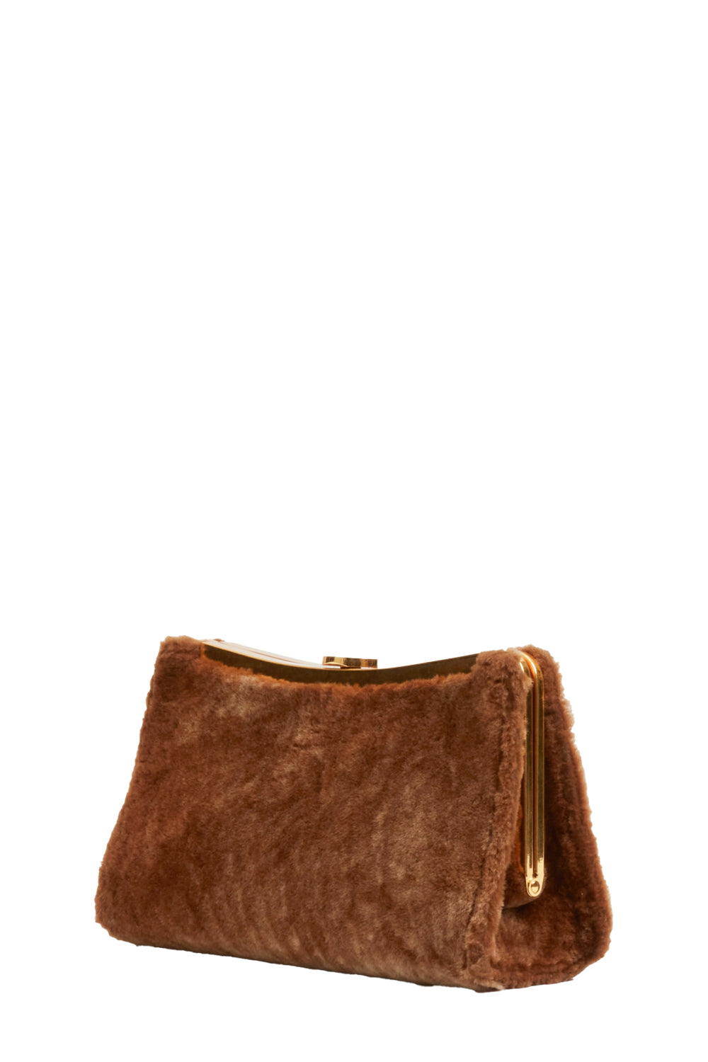 Solange Shearling Clutch in Caramel