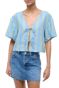 Ava Linen Top in Seaport Stripe