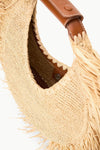 Moon Raffia Tote Bag in Natural Fringe