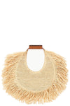 Moon Raffia Tote Bag in Natural Fringe