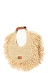 Moon Raffia Tote Bag in Natural Fringe