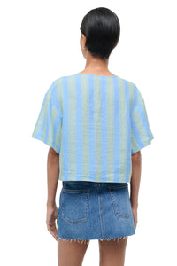 Ava Linen Top in Seaport Stripe